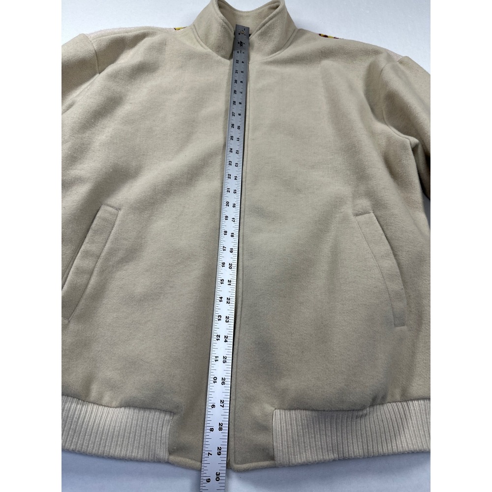 Anthropologie Tapestry Bomber Jacket M/L Cream Floral Knit Wool Blend Oversized - Picture 8 of 16
